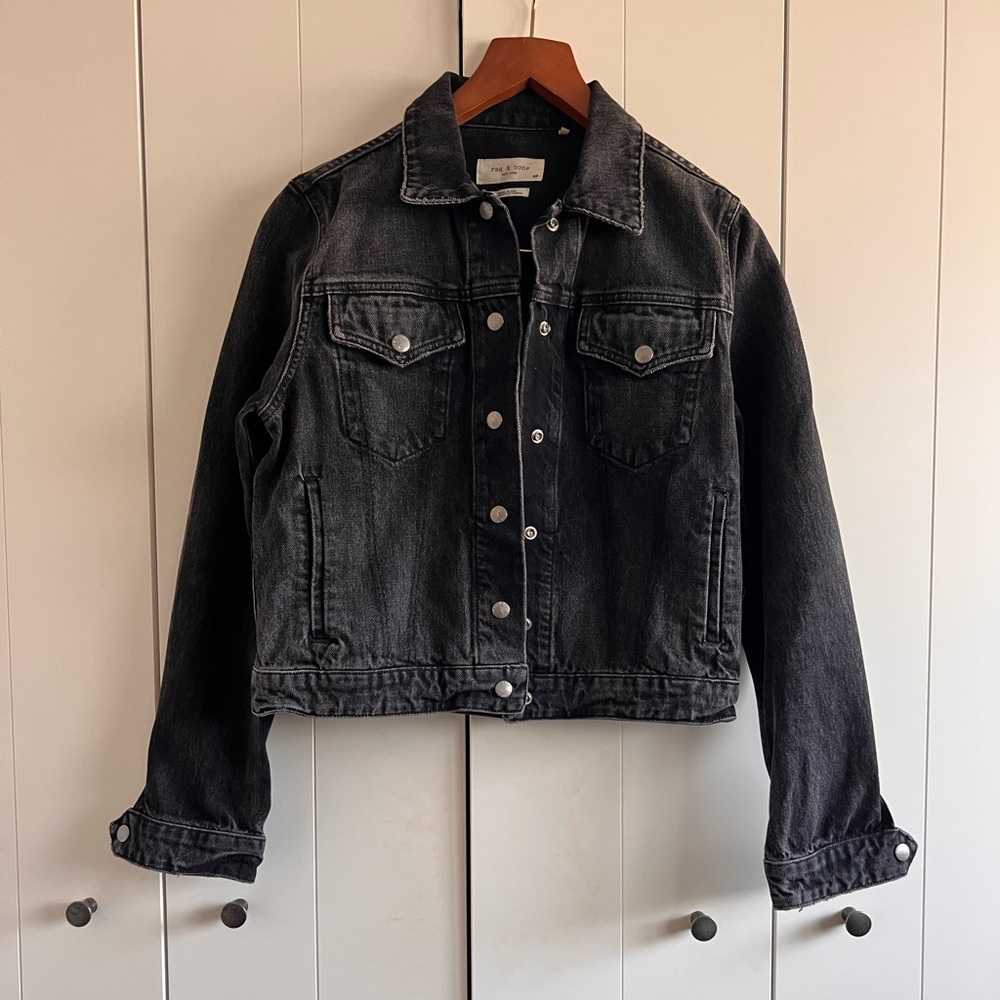 Rag & Bone distressed/vintage black denim jacket. Size small